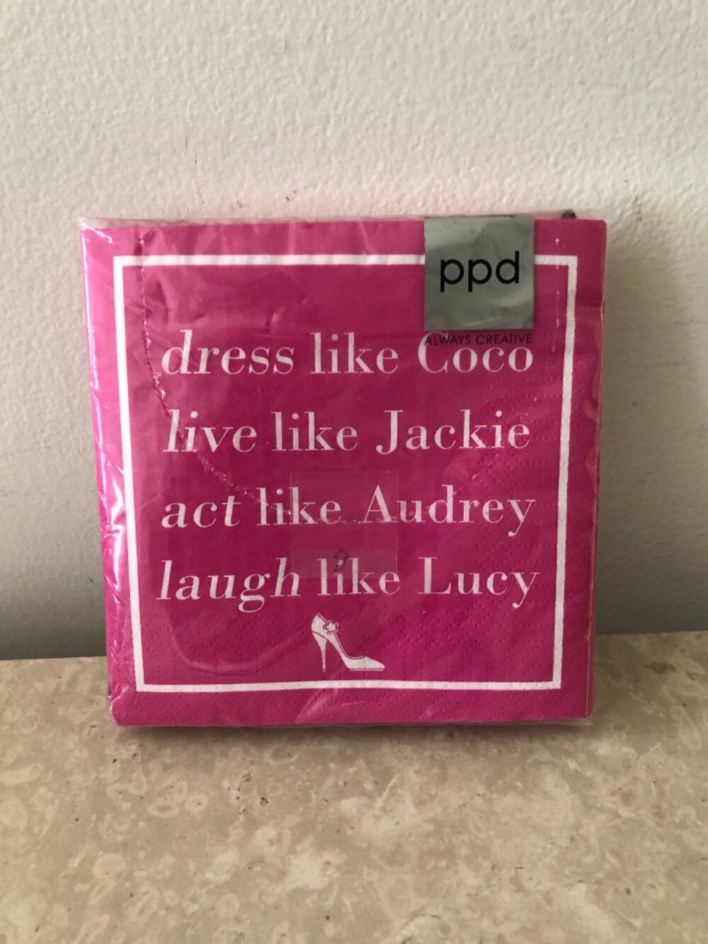 Dress Like Coco, Live like Jackie, Audrey Funny Hot Pink Paper Cocktail Napkins